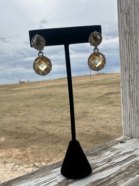 Judith Ripka CZ Dangle Earrings 925 Sterling Silver